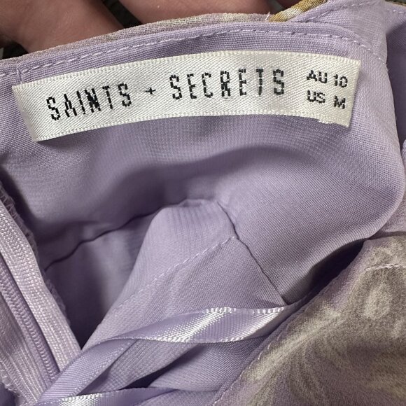Saints & Secrets Purple Floral Mini Dress In Women's‎ Size Medium Cutout & Ties - Picture 5 of 12